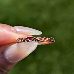 14K Rose Gold Ruby Milgrain Floral Style Ring Band